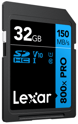 Lexar SDHC 800x Pro UHS-I, C10 (V10) U1, R150, 32GB