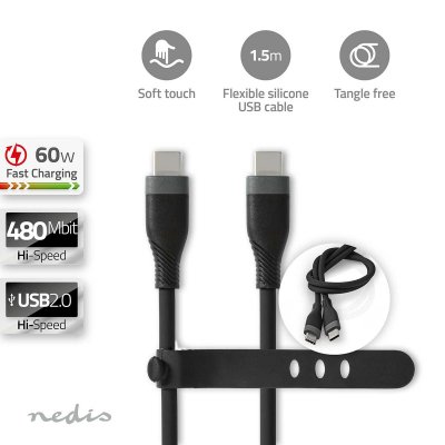 Nedis USB-C till USB-C Svart 1.5m