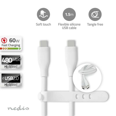 Nedis USB-C till USB-C Vit 1.5m