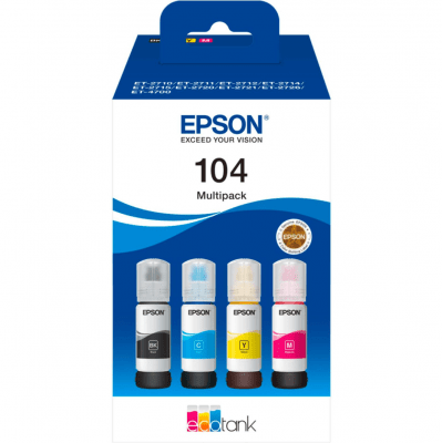 Epson 104 Multipack Svart, Cyan, Magenta & Gul 65ml x 4)