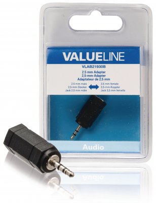 Valueline
Stereo Audio Adapter 2.5 mm, Hane - 3.5 mm Hona