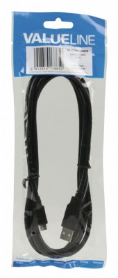 Valueline USB 2.0, USB A hane - USB Micro B hane 2 m